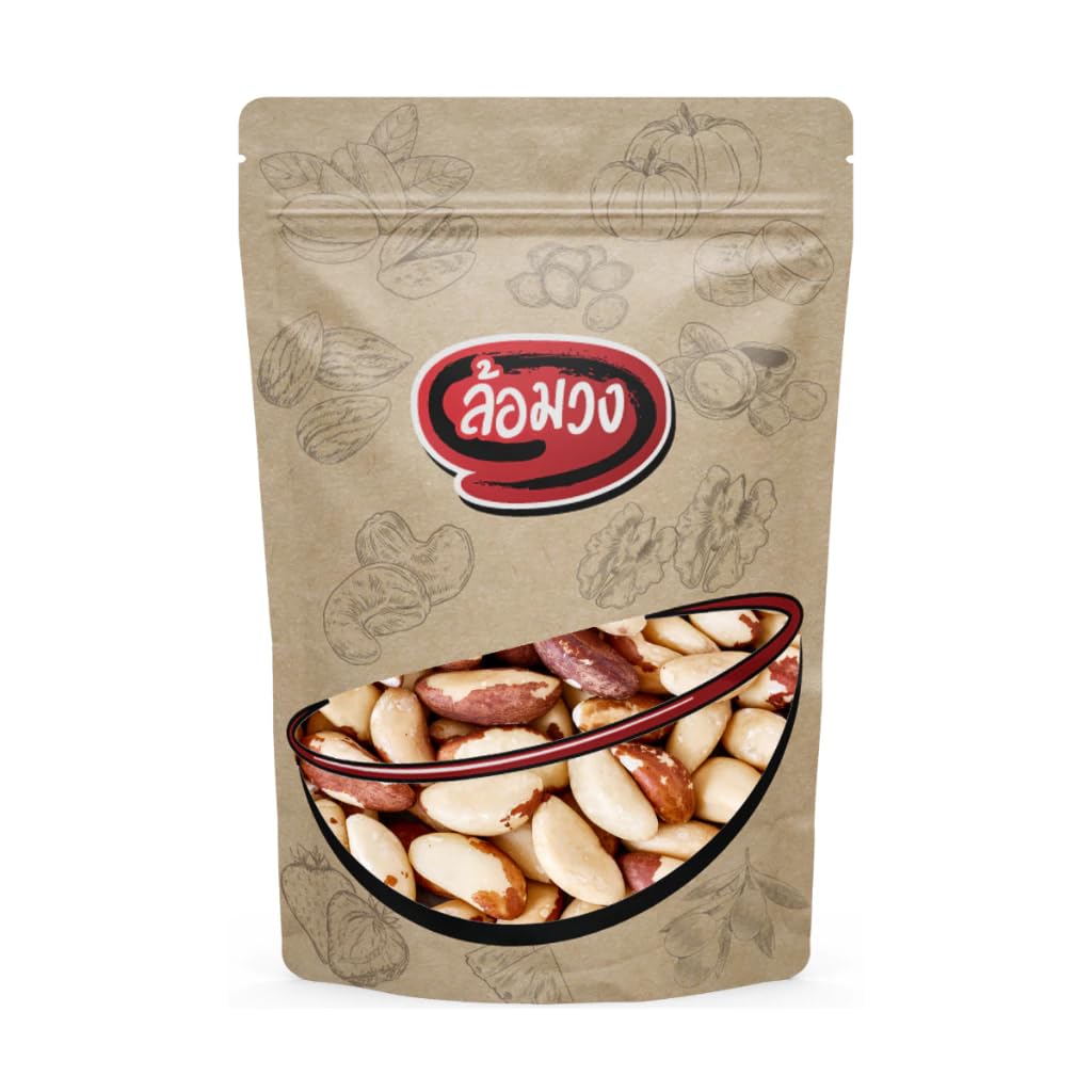 ล้อมวง Dry Roasted Brazil Nuts, Oil-Free Roasted Whole Nuts, Crunchy Unsalted Snack, Resealable Pouch (500g)