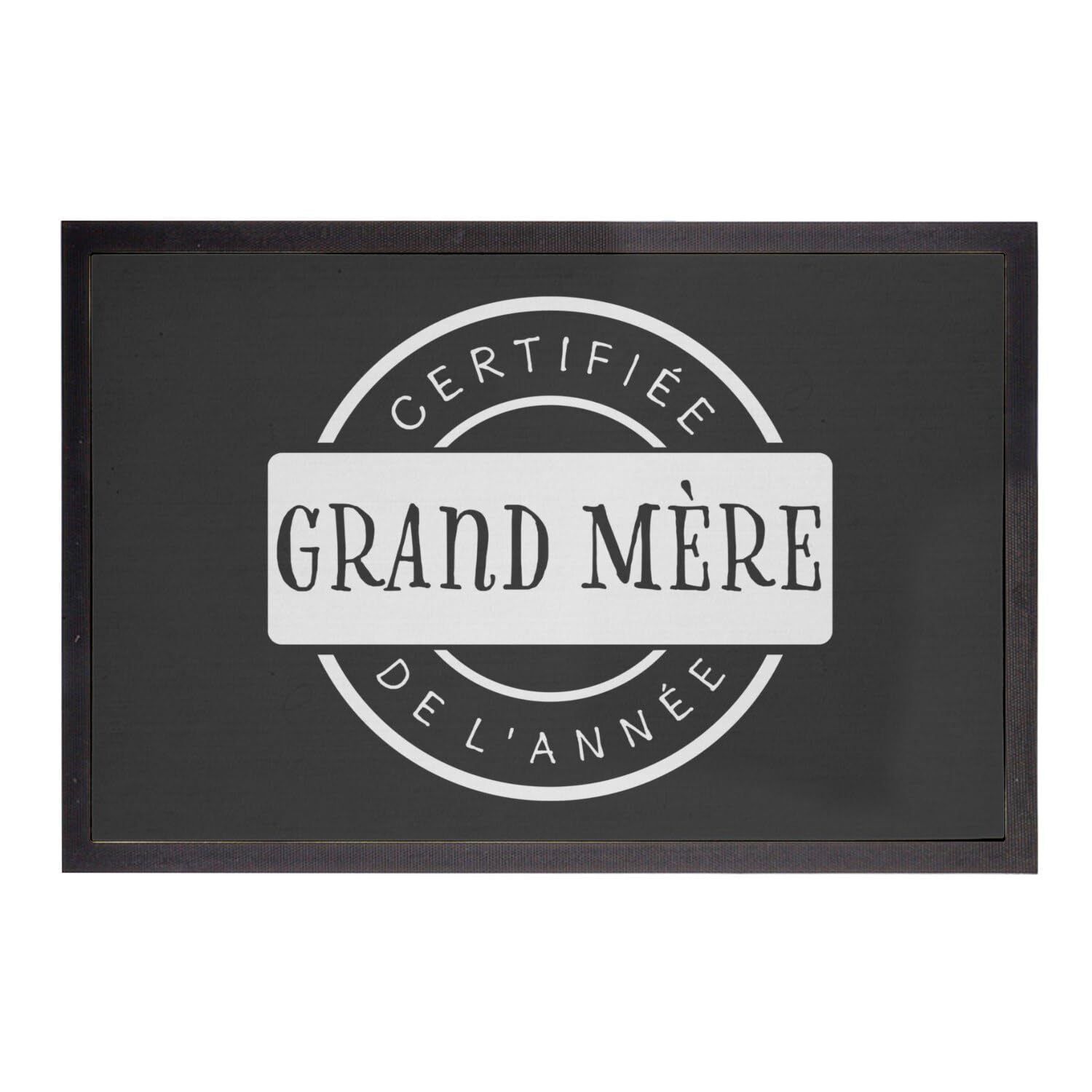 Paillasson noir mamie certifiée grand mère pour une entrée de maison accueillante