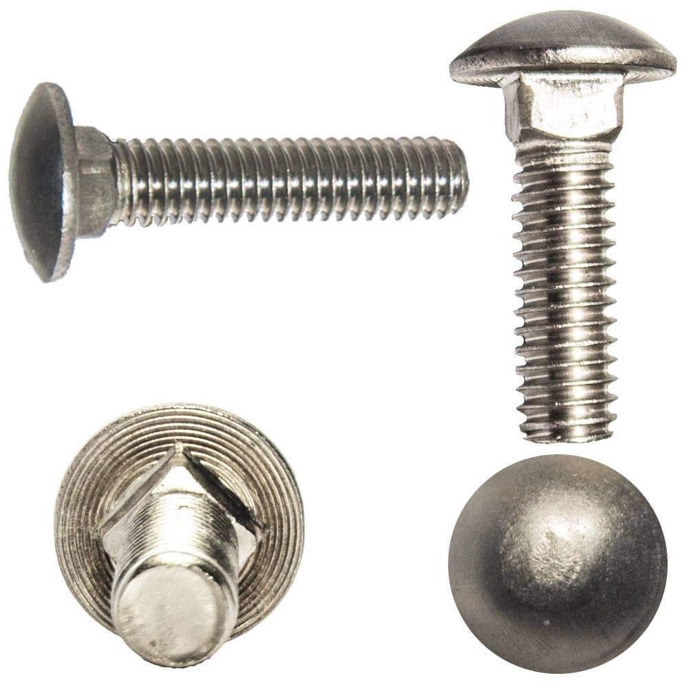 Highcool 20 Sets Of 5/16-18 X 1-1/4" Carriage Bolts, Screws, Hex Nuts Flat Washers 304 Stainless Steel 18 8 Round Square Neck Complete Thread Coverage - View #8