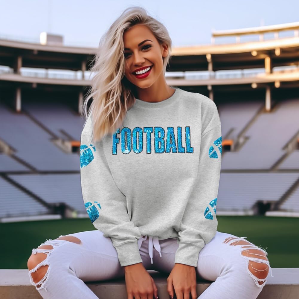 MYHALF Game Day Sweatshirt Football Shirts: Women Gameday Sequin Outfits Football Fan Game Day Shirt Long Sleeve Casual Tops - Image 6