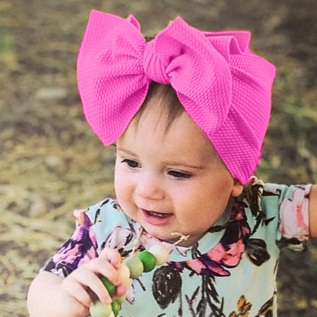 Babymoon Textured Bow Hairband For Baby Girl Hair Accessories For Girls Baby Headband For Girls - Pink-picture-12