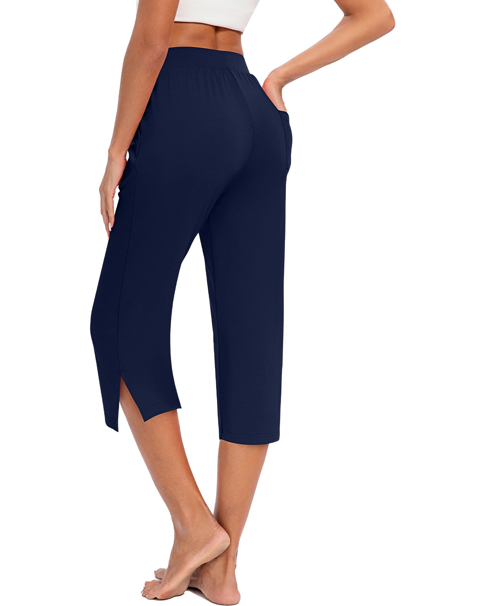 Locoowai 3-pak damskie spodnie capri joggery capri luźne przycięte spodnie treningowe spodnie dresowe do biegania spodnie wypoczynkowe z kieszeniami