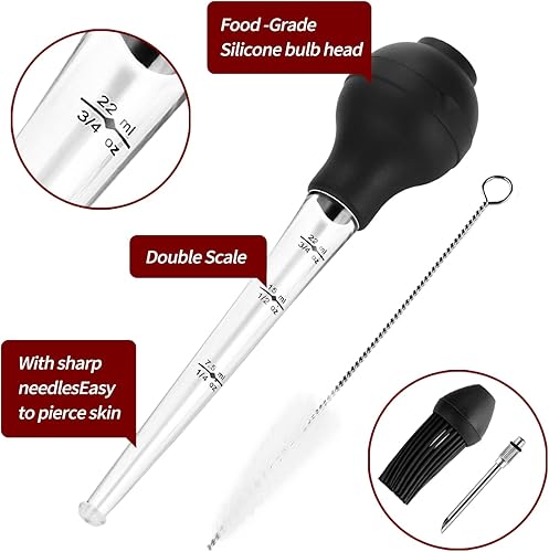 Miniatura 2 de Baster de Pavo de Grado Alimentario para Cocinar y Untar, Bombilla Redonda Desmontable, Baster para Cocinar Bueno para Carne de Aves de Corral,