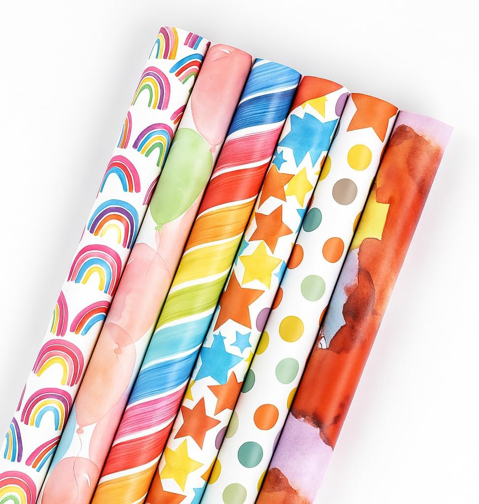 COZI Gift Wrapping Paper Sheet - 6 Sheets Folded Flat for Party, Birthday, Wedding, Christmas, Baby Shower - 19.7 Inch X 27.5 Inch Per Sheet