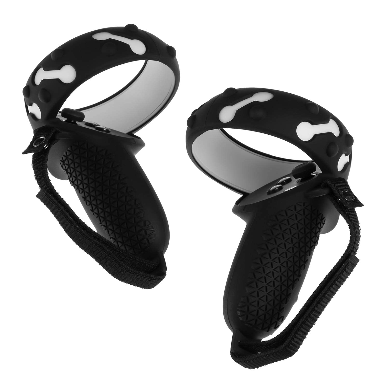 Compatible for Quest 2 Touch Controller Full Grip Cover, MAKINGTEC 2 Controller Caps Anti-Slip and Anti-Fall Protective Silicone Sleeve with Hand Strap for Meta Quest 2 Headset (Black)