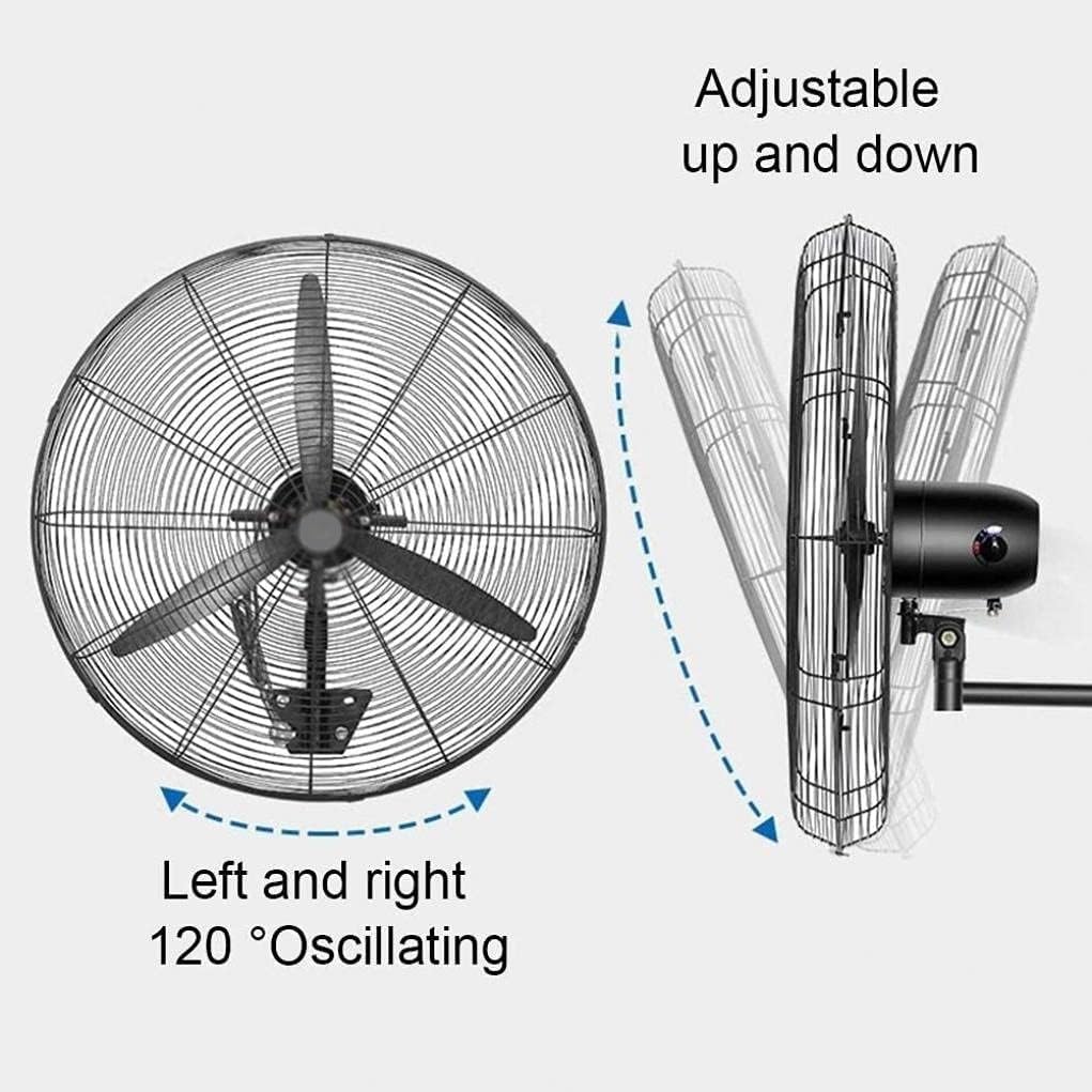 Ventilador Industrial de Pared, 180 W, Acero Inoxidable, 3 Velocidades, Inclinación ajustable Trabajo pesado Oscilante