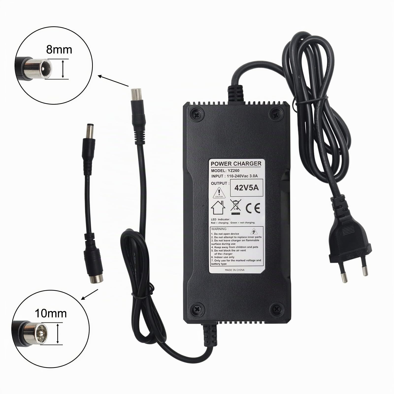 42V 5A Segway Ninebot Max 36V 10S Lithium Akku Stecker RCA 8MM mit RCA 10MM Konvertierungslinie