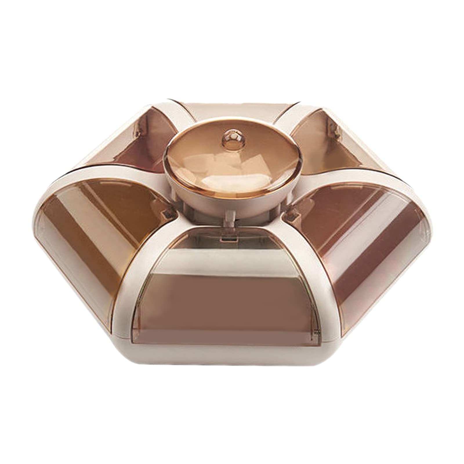 Tuoservo Brown Snack Storage Box Flower Shape Snack Serving Tray With Lid, Food Fruit Serving Tray, Dry Fruit Container With 6 Compartments For Nut Candy Dried Fruit