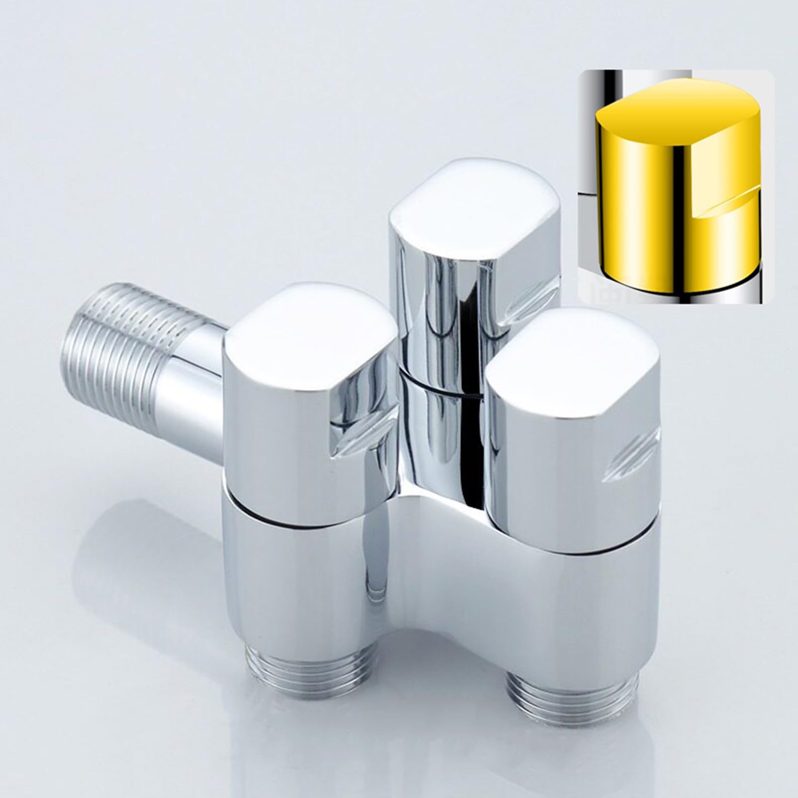 Robinet Toilette Wc 3 Voies Robinets Machine à Laver Mural Une Entrée et Trois Sorties Robinet Eau Froide Uniquement pour Salle de Bain, Couleur Chrome