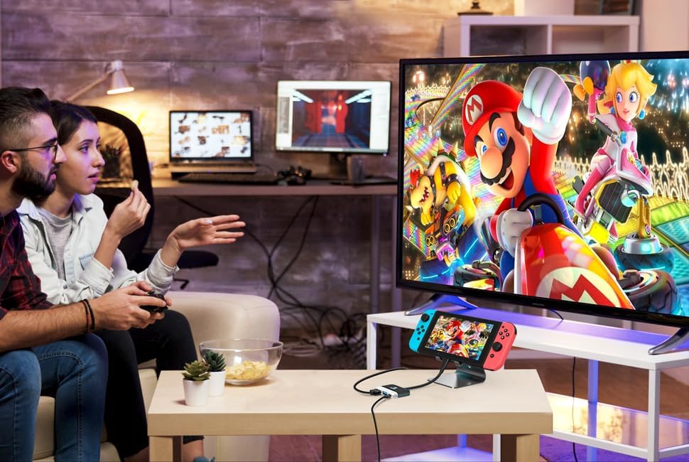 Vista 8 de Switch Dock para Nintendo SwitchOLED, base de TV portátil con puerto USB 3.0 HDMI 4K y carga USB C, base de viaje para Nintendo Switch, Samsung