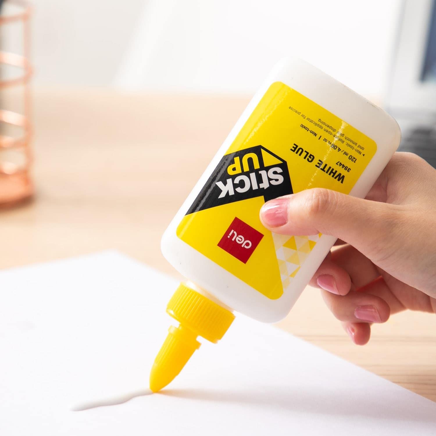 DELI Lotto 5 Stick – Colla Vinilica Bianca 80ml Con Applicatore A Punta Fine - 3