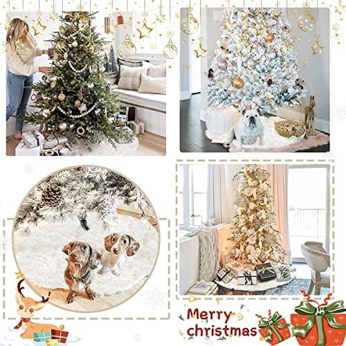 Christmas Tree Skirts, Large Plush Luxury Faux Fur Xmas Tree Skirt for Christmas Decoration, Snow White Christmas Tree Skirt Base Cover for Party Holiday Indoor Xmas Decorations, 36inch