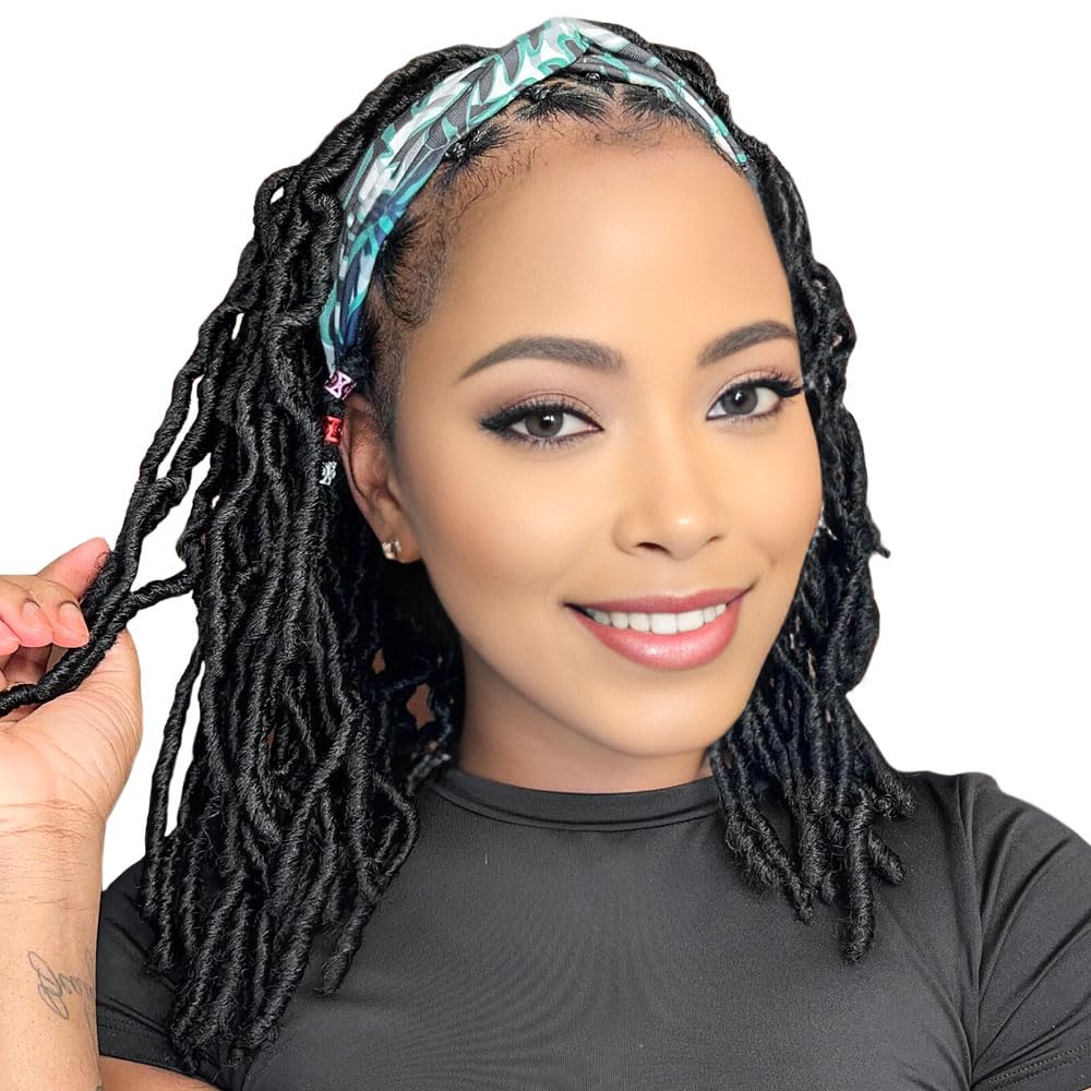 Niseyo Faux Locs Crochet Hair 12 Inch Soft locs, 6 Packs Short Crochet Locs Pre Looped Crotchet Straight Synthetic Hair Extensions (2#, Off Black)