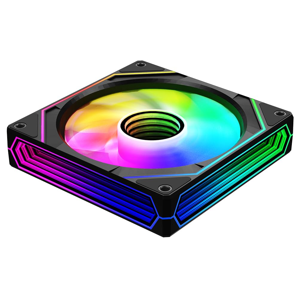Prism 6PRO ARGB Reverse Black Computer Case Fan,Infinite Mirror Light Effect Design Cooling Fan, 120mm CPU Fan PWM 1600RPM 61.5CFM 2MMH20 HDB Bearing for PC Chassis&CPU Cooler&Desktop Case