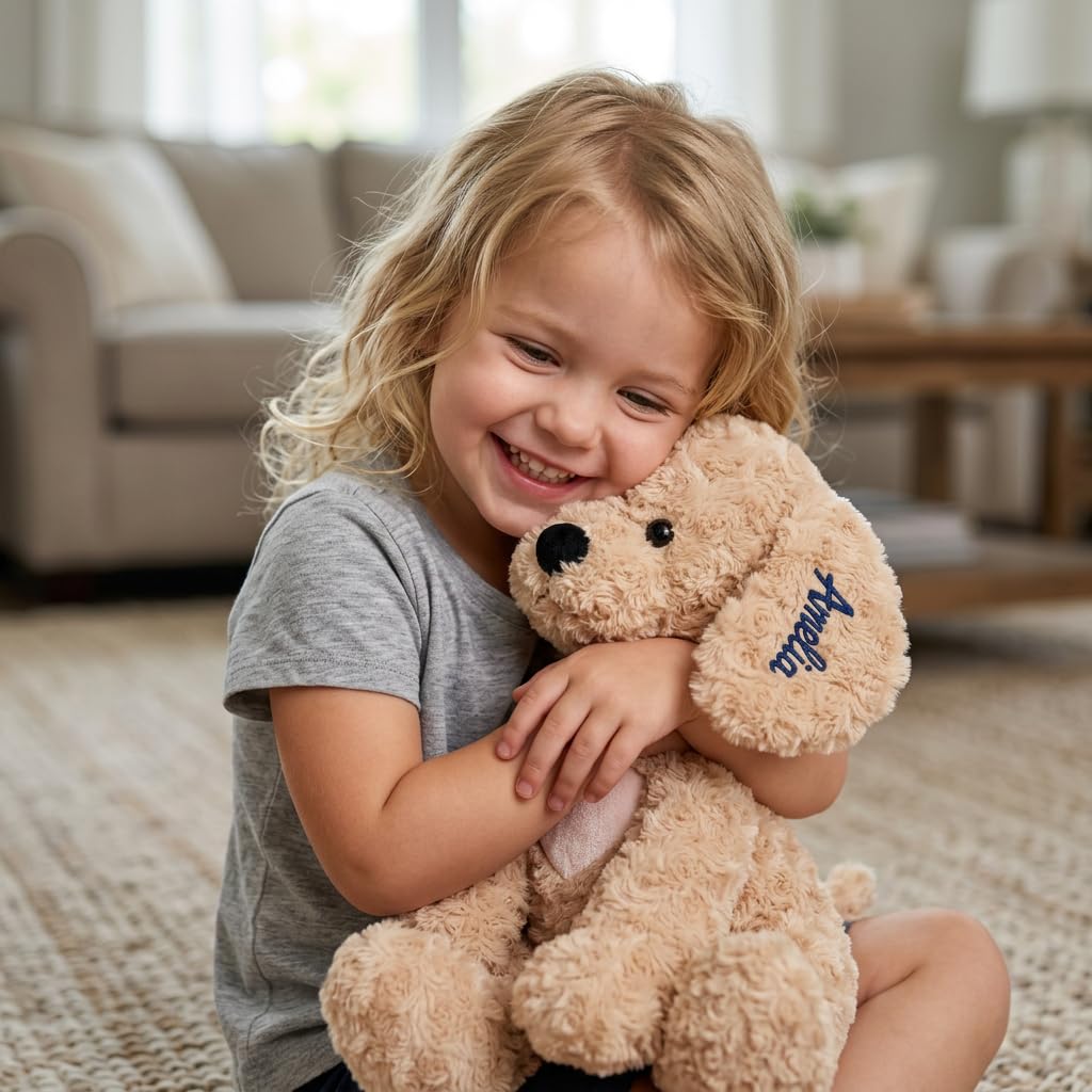 DUCKBE Custom Dog Stuffed Animal with Embroidered Name, Birthday Children’s Day Gifts for Baby Toddler, Personalized 14 Inch Golden Retriever Dog Plush Large Stuffed Animal Gifts for Boys Girls - 5