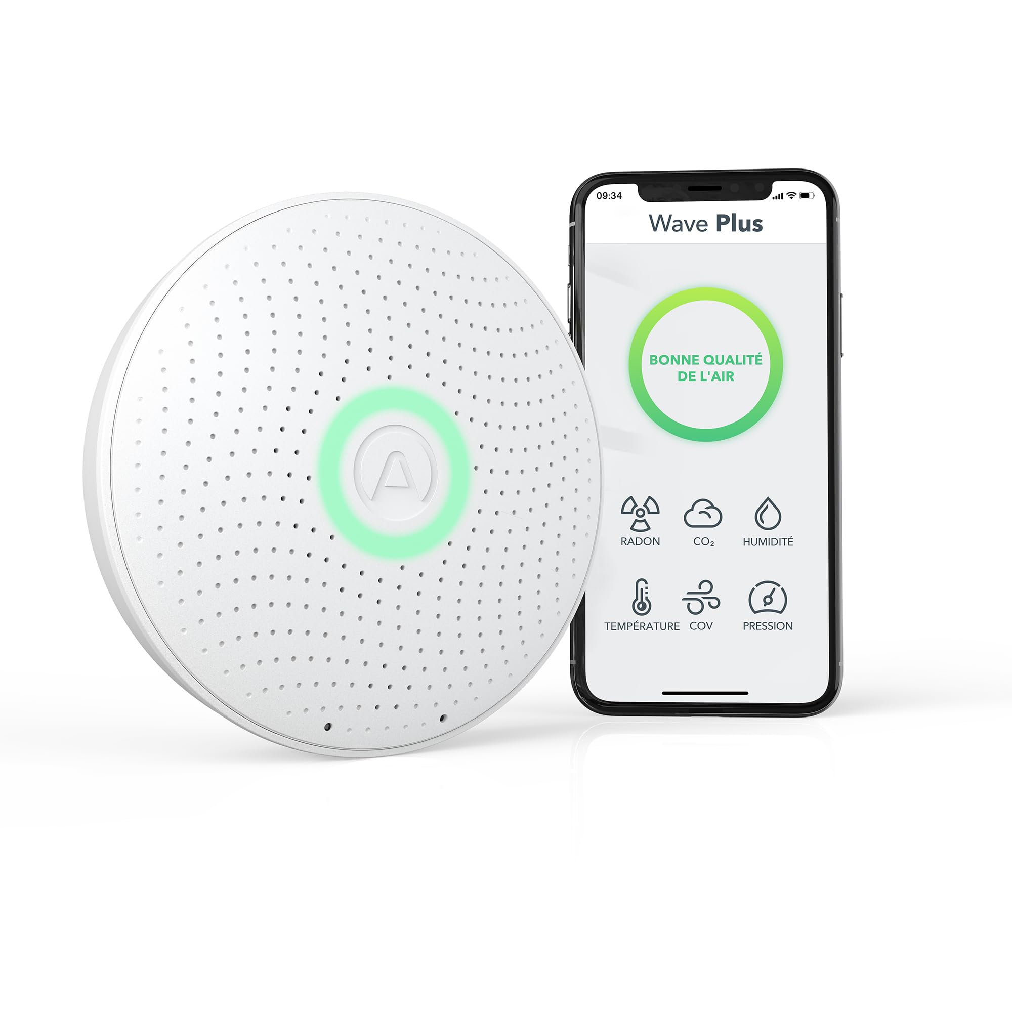 Airthings 2930 Wave Plus - Radon & Air Quality Monitor, Battery Powered (CO2, VOC, Humidity, Temp, Pressure)