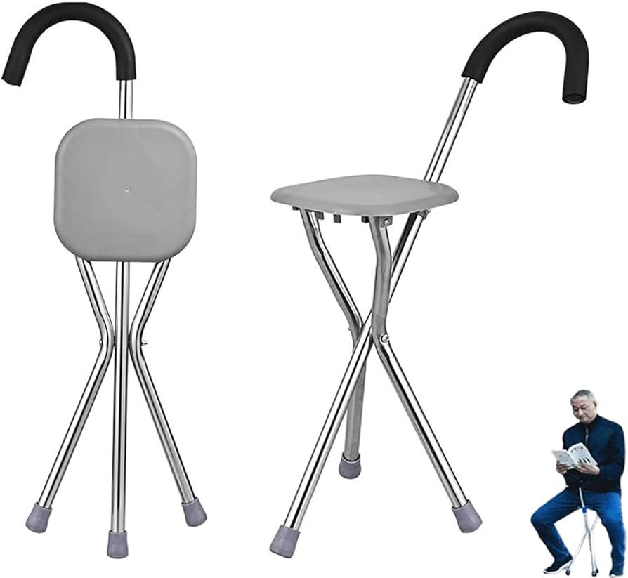 Amazon | 折りたたみ式自立杖ステッキチェア、椅子付き