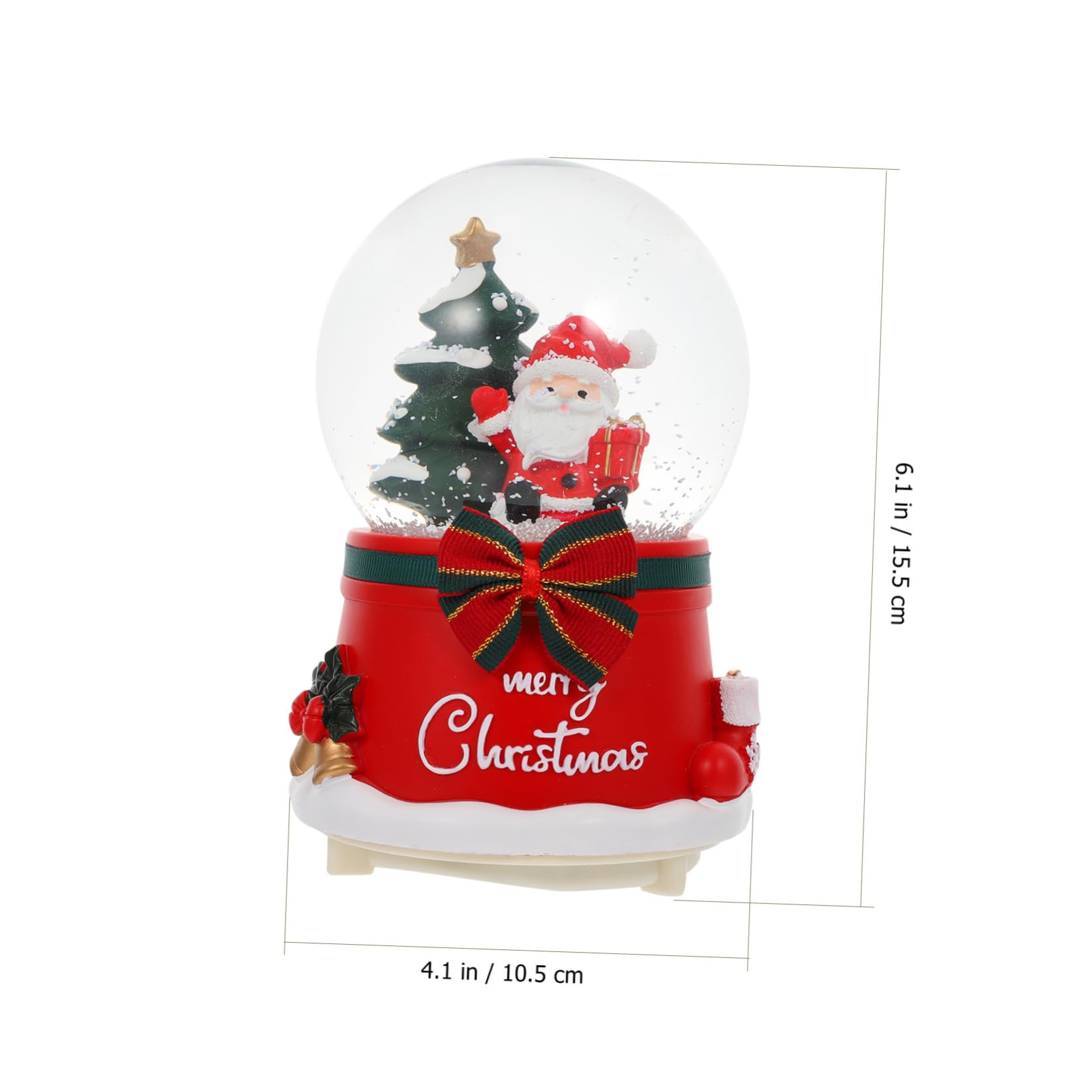 Levemolo Caja de Música Bola de Cristal Luminosa Giratoria de Resina y Vidrio, Rojo, con 3 Pilas AAA, Decoración Navideña Hogar,