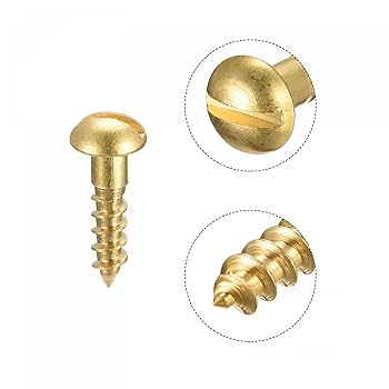 Amazon | uxcell 木ネジ スロット付きラウンドヘッド 真ちゅう