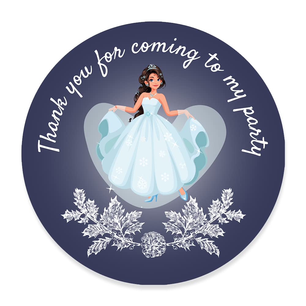 Pack of 48 Princess Thank You for Coming to My Party Stickers (45 mm) Round Paper Thank You Stickers for Party Bags for Gifts, Sweet Cones, Cake Boxes Papa Prints®