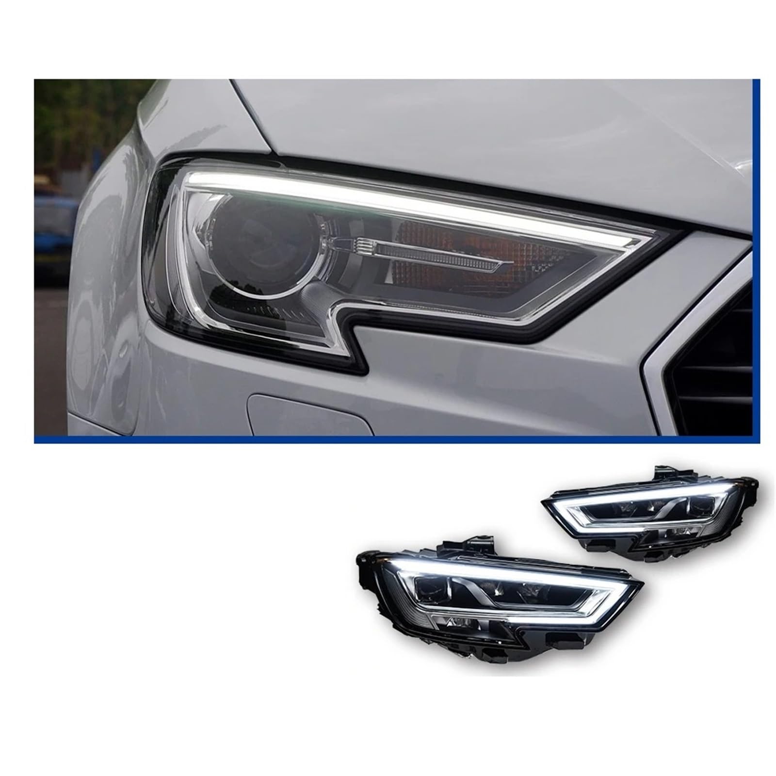 Faro Anteriore per Audi A3 2013-2020 8V MQB Faro Anteriore Lente proiettore DRL Accessori automobilistici Anteriori Luci Auto Gruppo Faro Auto(,-)