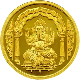 Lord Ganesh Gold Coin 24K / 1 Gram Ganpati Coin In Pure Yellow Gold 995 Certified Original For Diwali & Gifting Purpose, M...