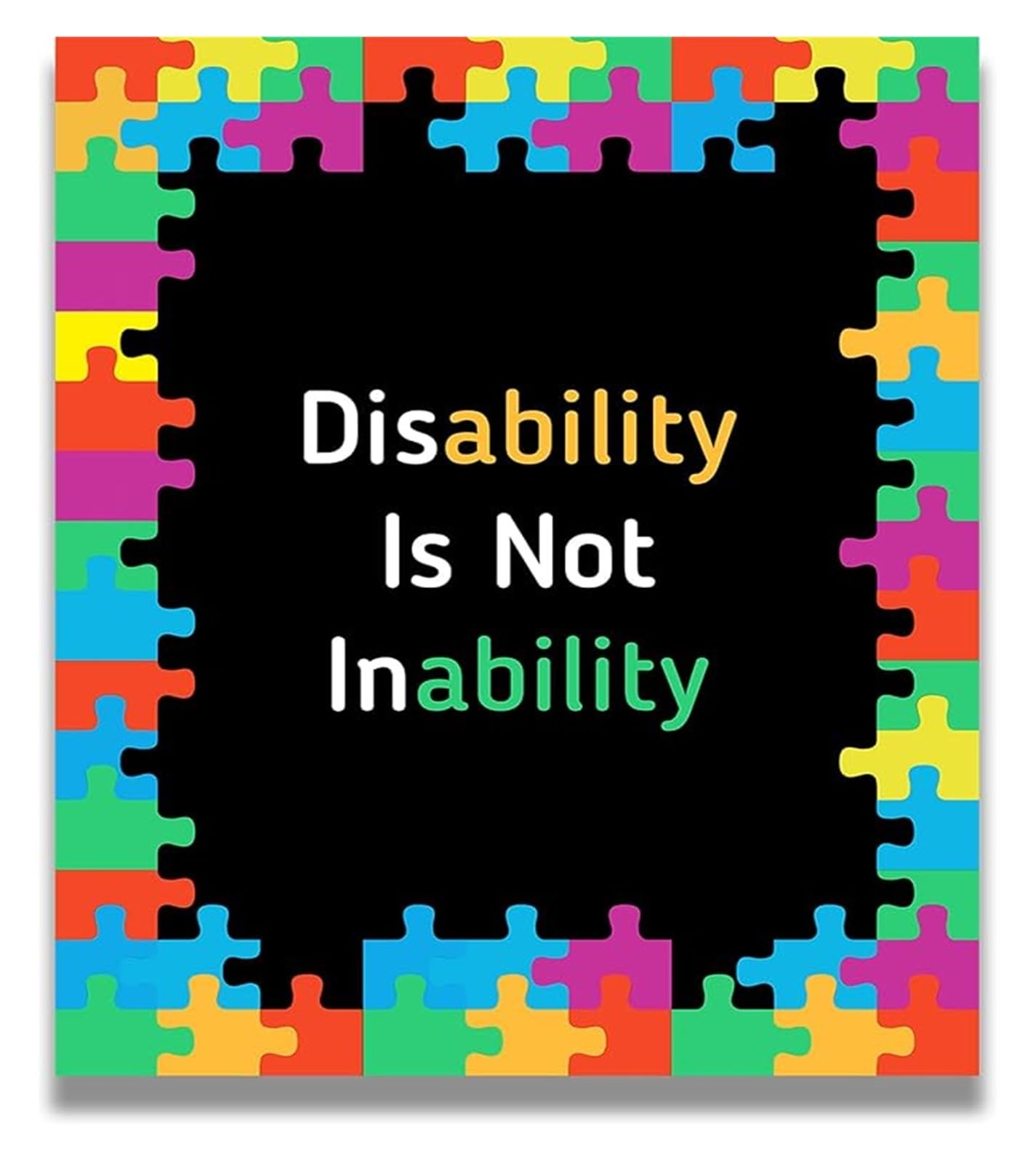 FOPURE Neurodiversity Wall-Art - Autism Acceptance Poster for Classroom, Office and Home(Framed,12x18inch(30x45cm))