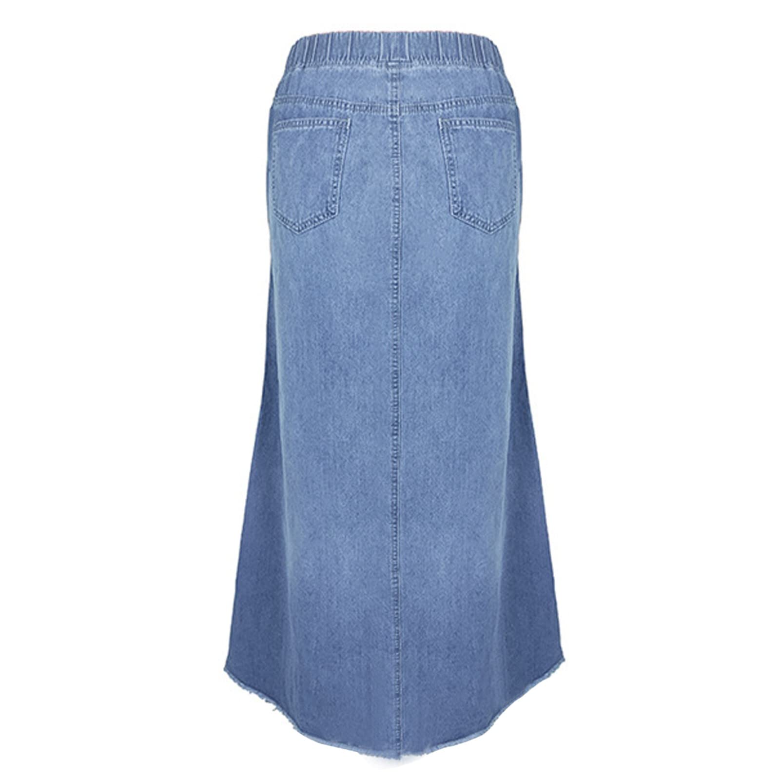 Genérico Faldas Mujer Talla Grande, Falda Mujer Talla Grande,Larga de Mezclilla con Corte Ajustado y Cintura Alta Casual