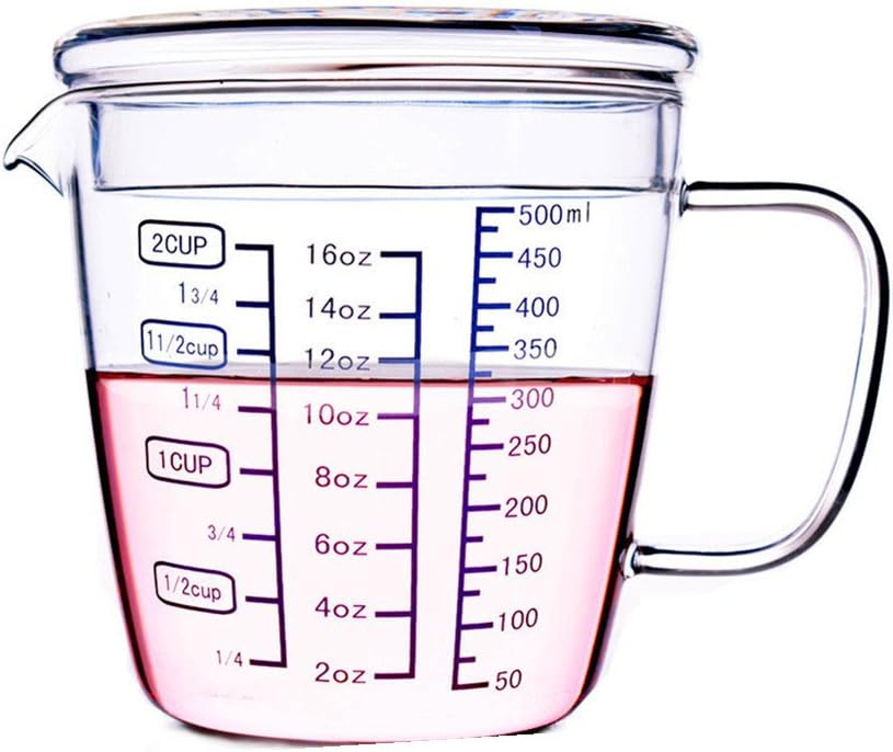 BesteversKitchen Laboratory 16 Oz Glass Beaker Measuring Cup With Lid 2-Cup (16OZ)
