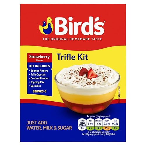 Bird's Trifle Kit, Strawberry Flavoured Dessert Mix, 141 g (Pack
