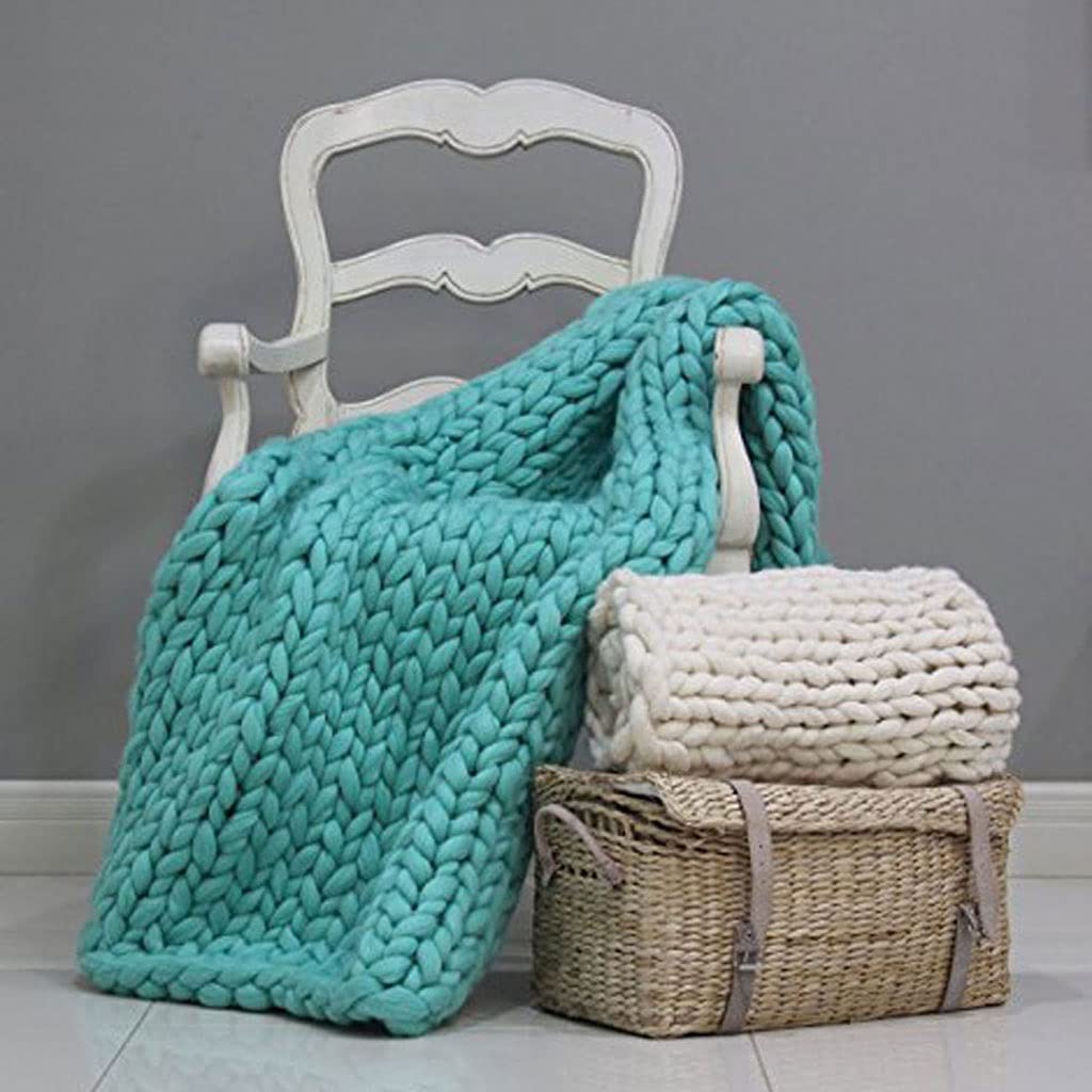 Grobgestrickte Chenille-Decke – 127x152 Cm, Handgefertigt, Super Weich & Warm, Perfekt Fürs Sofa!