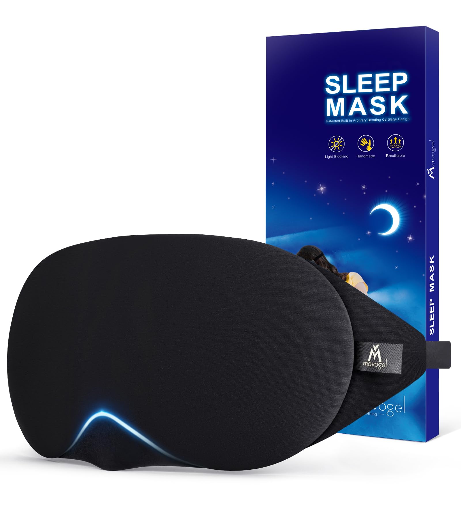 Mavogel Cotton Sleep Eye Mask - Updated Design Light Blocking Sleep Mask, Soft and Comfortable Night Eye Mask for Men Women, Eye Blinder for Travel/Sl...