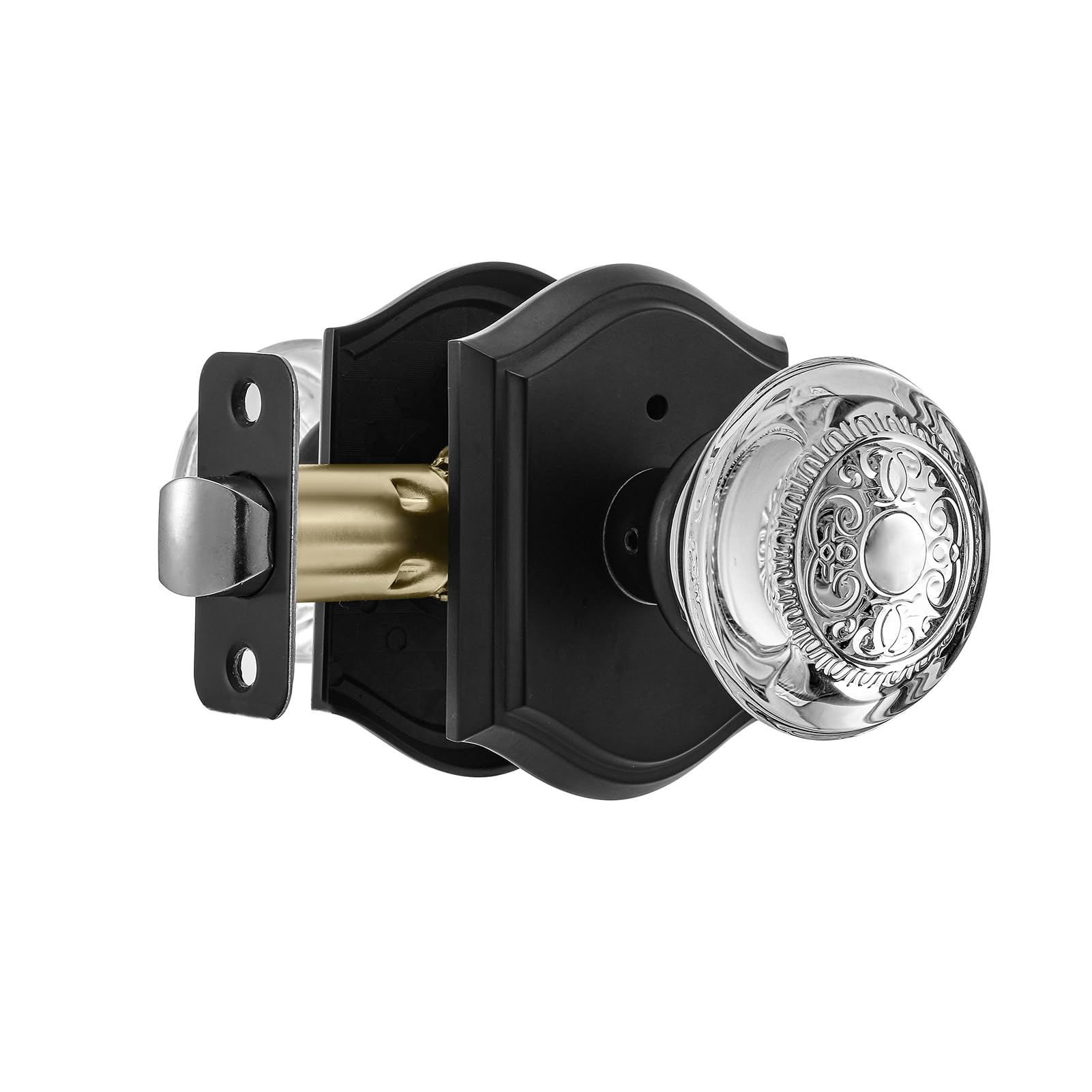 Photo 1 of ***SEE NOTES*** CLCTK Glass Door Knobs Interior with Lock, Vintage Crystal Privacy Matte Black Door Knobs for Bedroom Bathroom, 1 Pack