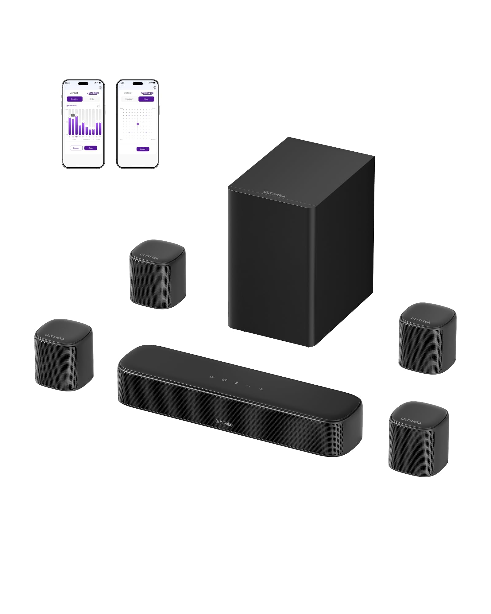 ULTIMEA Soundbar 7.1 per dispositivi TV, sistema audio surround per home | 350 W di potenza di picco, subwoofer da 5,25", controllo app, HDMI ARC, Bluetooth® 6.0