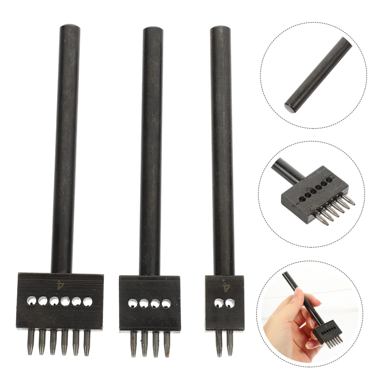 LIFKOME 3Pcs DIY Leather Punching Tool Round Hole Punch for Compact Design for Easy Use for DIY Projects Spacing Prong Punching