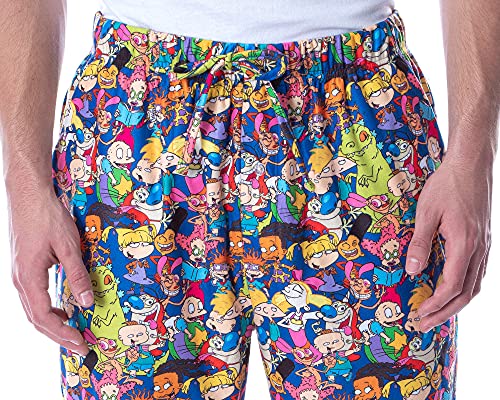 Nickelodeon Men's 90s Cartoon Rugrats Hey Arnold Ren and Stimpy Allover Character Loungewear Pajama Pants3