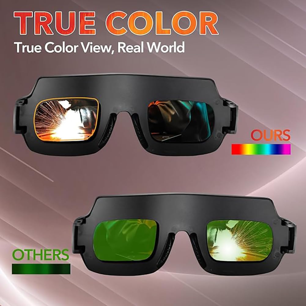 True Color Solar-Schweißbrille, automatische Verdunkelung, Sicherheitsbrille mit Aufbewahrungsetui