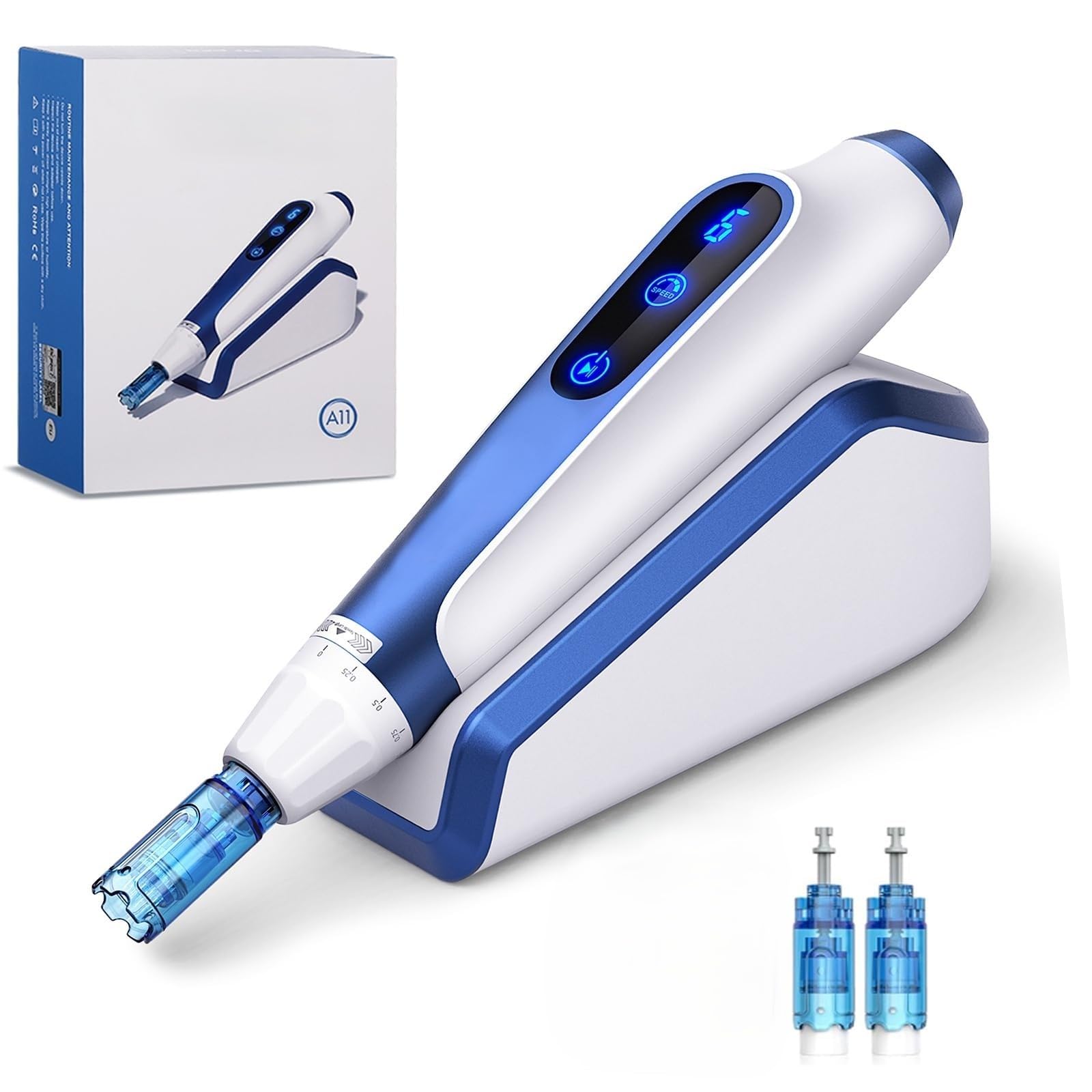 CHUSE A11 Microneedling Pen – Efficace contro le rughe, base con sensore intelligente, comodo design senza fili, ideale per saloni di bellezza e casa, regalo perfetto per il Ringraziamento e Natale