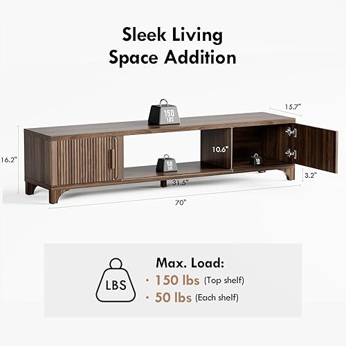 Miniatura 5 de Soportes de TV modernos de mediados de siglo para TV de 657075 pulgadas, consola multimedia bohemia para sala de estar, centro de entretenimiento de