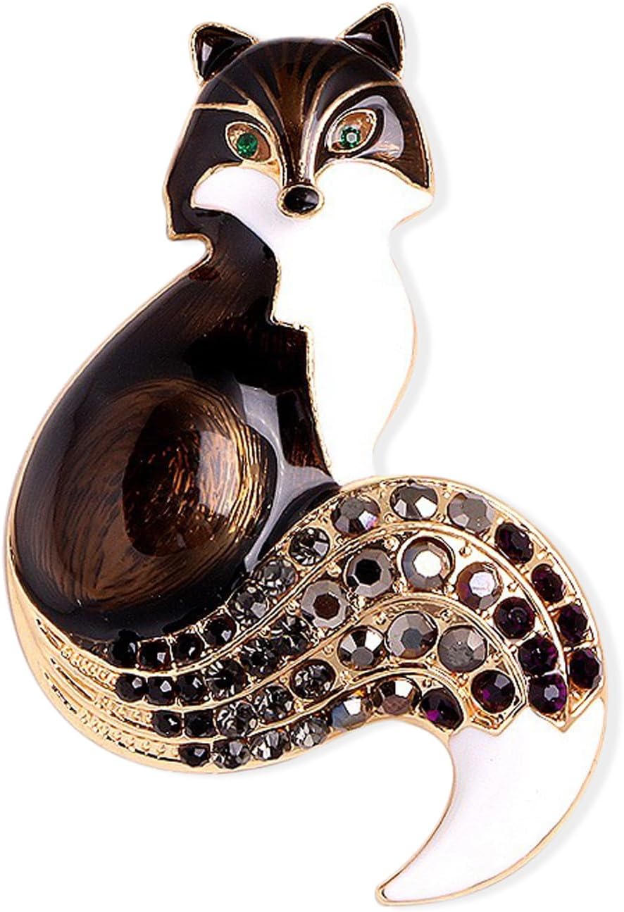 Vintage Rhinestone Fox Bee Owl Brooch Cute Animal Crystal Pearl Brooches and Pins for Women Gold brooch Fashion Jewelry for Women Men Gift
