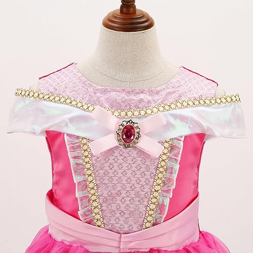 Miniatura 4 de Disfraz de princesa Aurora para niñas con accesorios, disfraz de princesa Aurora para fiesta de cumpleaños, disfraz de Halloween