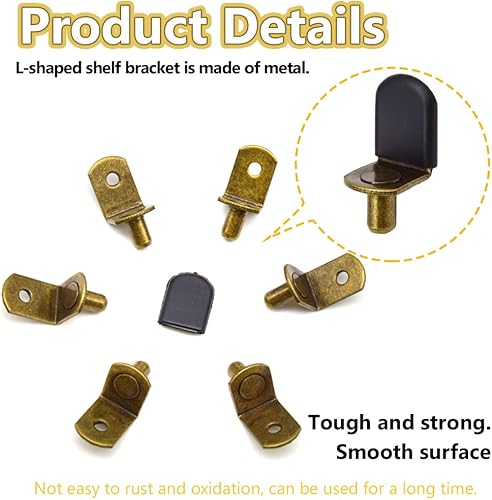 Miniatura 3 de 30 pinzas de estante de metal en forma de L con funda de goma (bronce)