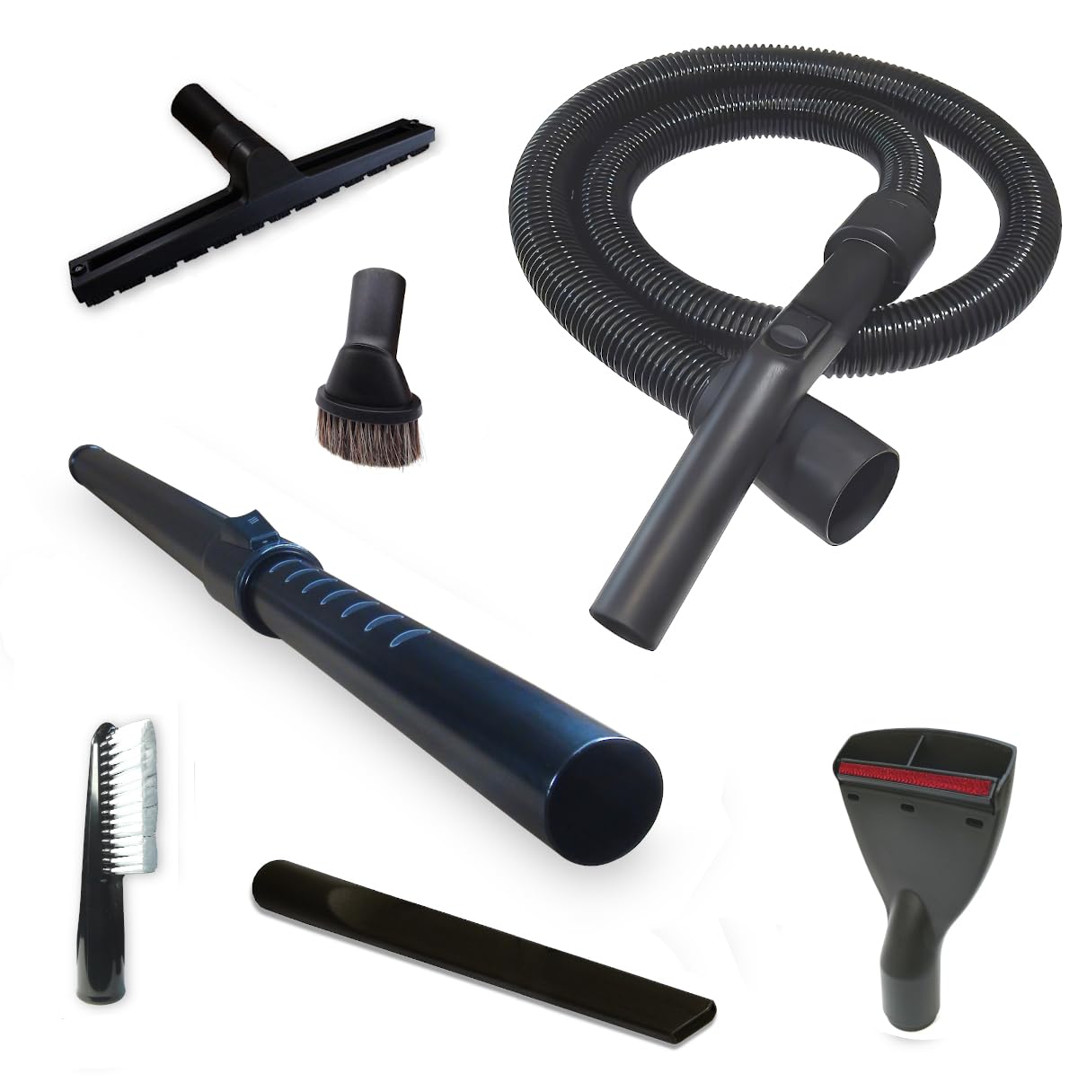 Kallefornia K662E_Kit Staubsauger-Saugschlauch Set inkl. Chrom Saugrohr + Düsen-Set passend für Kärcher NT 35/1 Tact/Bs/Te