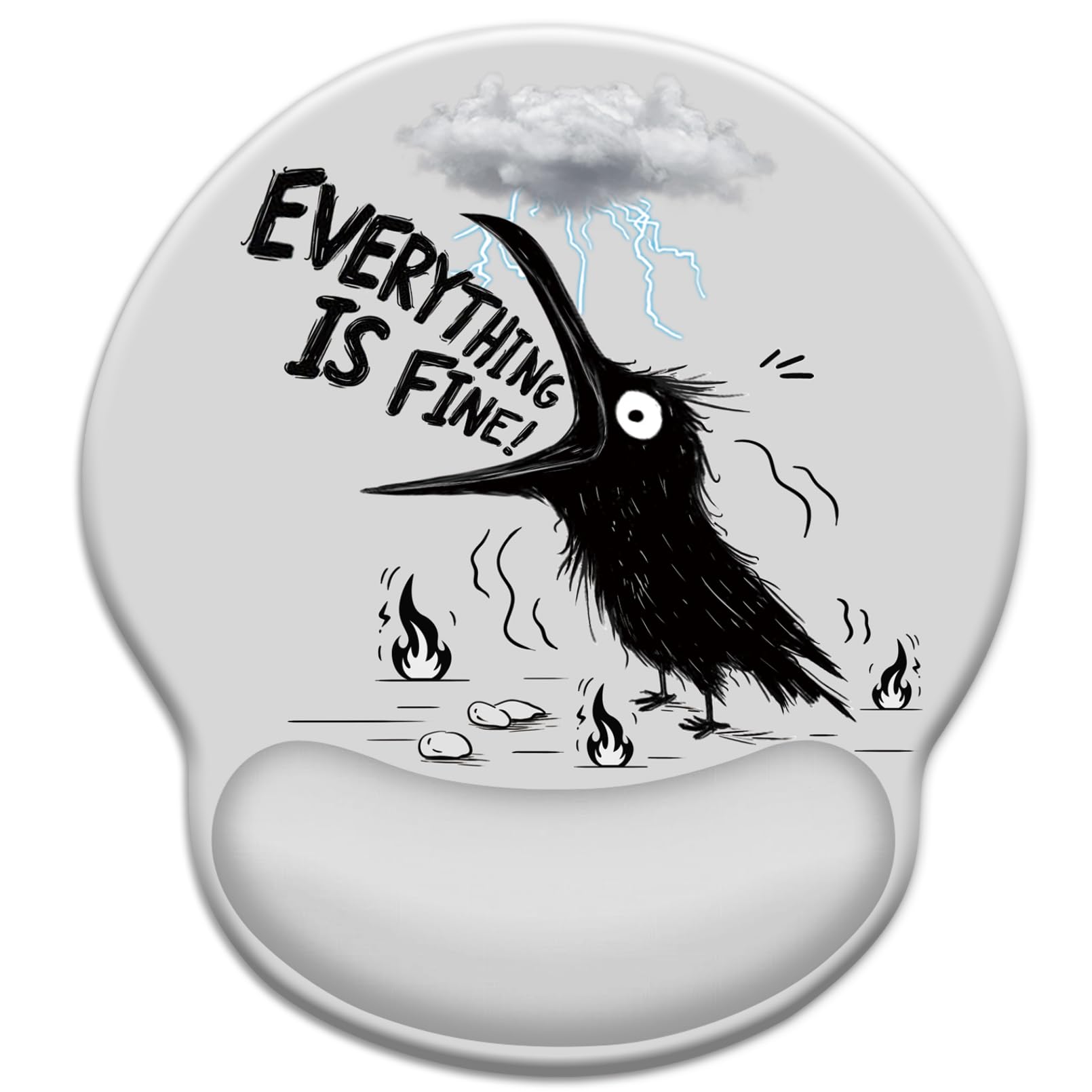 Mouse Pad with Wrist Rest, Funny Crow Ergonomic Mouse Pads Wrist Support for Desk, Goth Gaming Mousepad for Wireless Mouse Laptop Computer Work Home