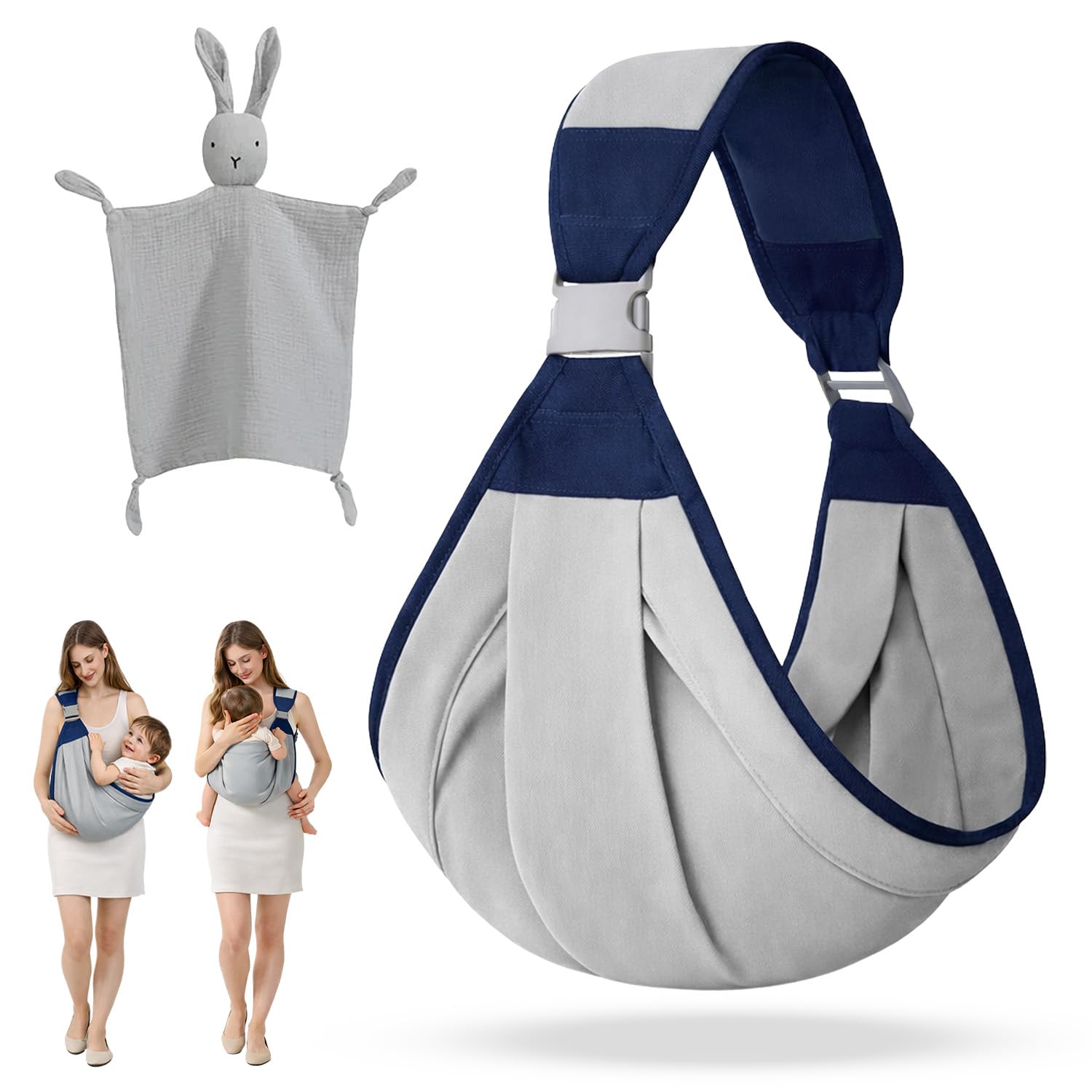 Indiluc Fular Portabebe – Portabebes con Cierre Reforzado de Seguridad y Diseño Ergonómico, Comodidad total en Frontal y Lateral para porta bebes de 0 a 36 meses, Ideal para porteo bebe - 1