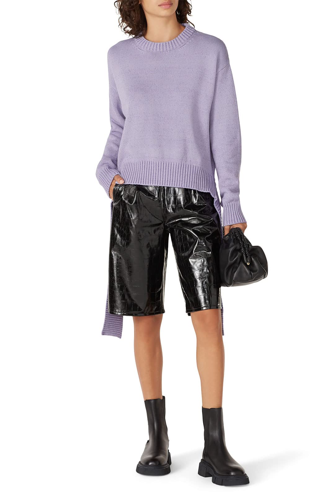 Womens Purple Tie Sweater