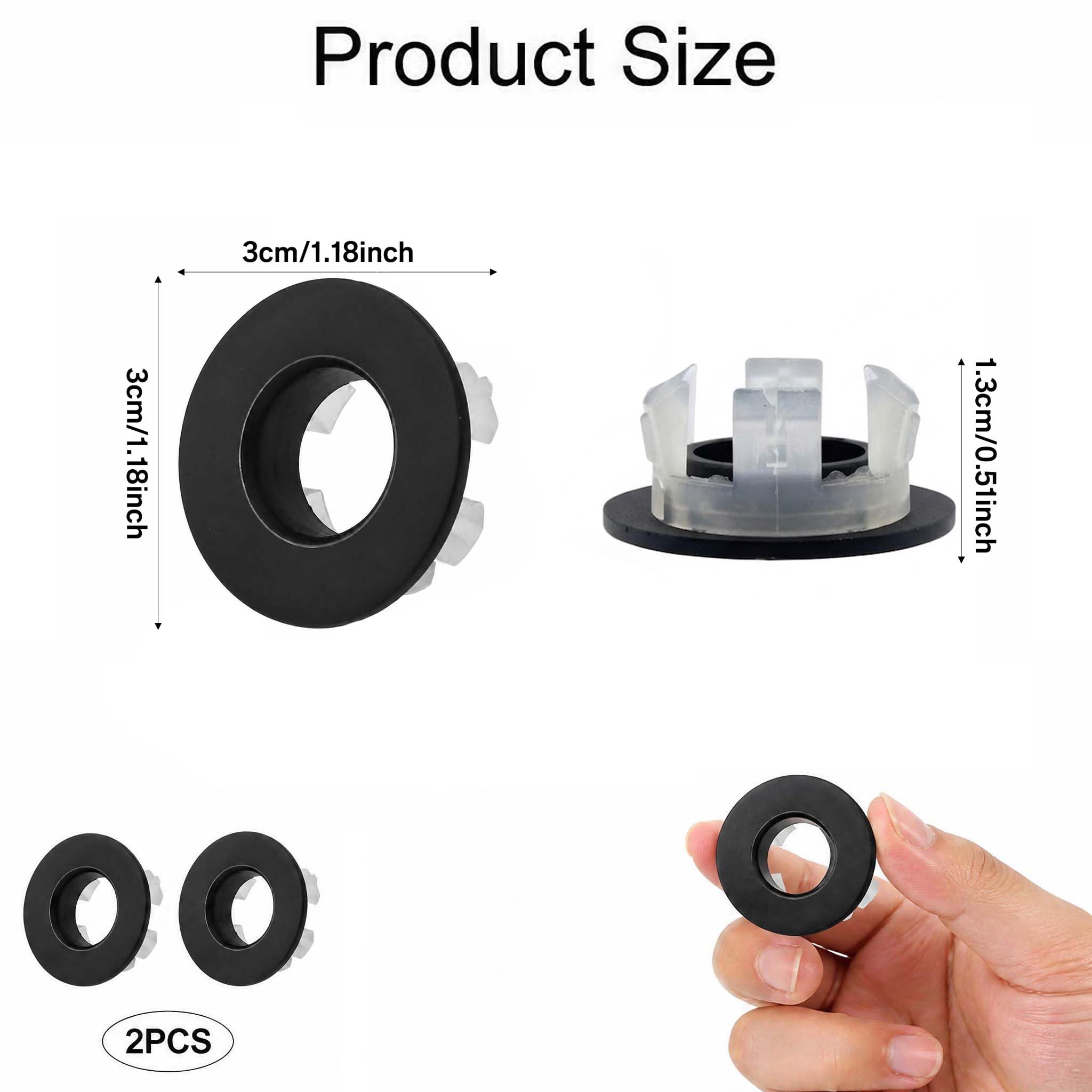 Anillo Rebosadero Lavabo Cobre Puro Negro Mate, Tapa Rebosadero Universal para Orificios 22-24mm, Lavamanos Baño y Fregadero Cocina