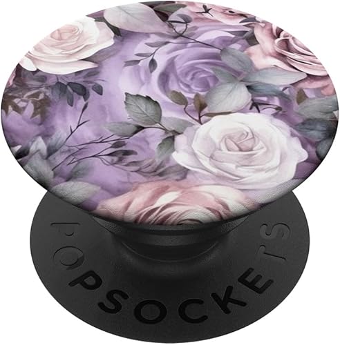 Miniatura 1 de Shabby Chic Púrpura Floral Rosa Flor N12 PopSockets PopGrip Estándar