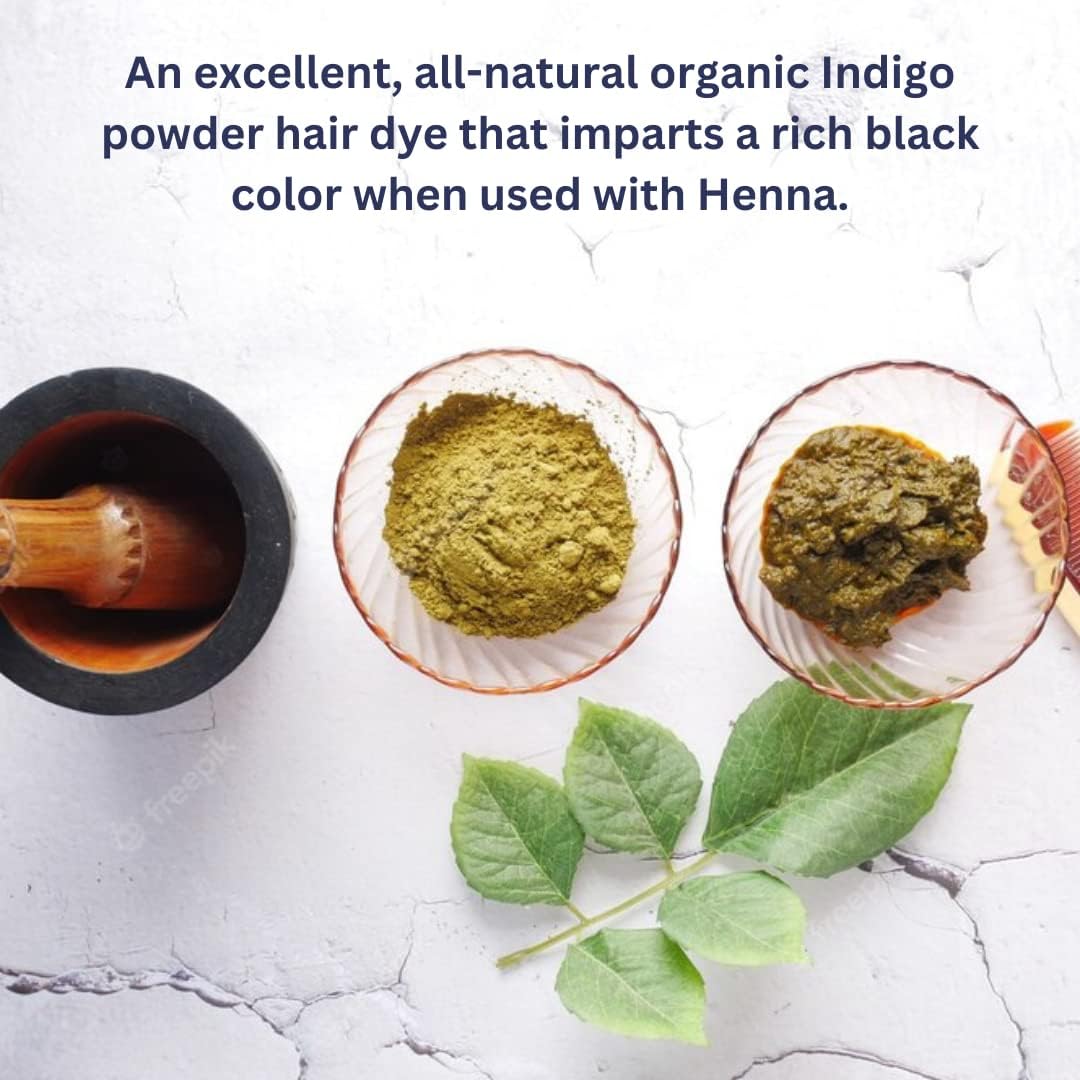 Indus Organics Indigo Powder 200 Grams(Pack of 2) for Hair Colour| Protects hair from Damage | Natural Hair Colour| No added Preservatives