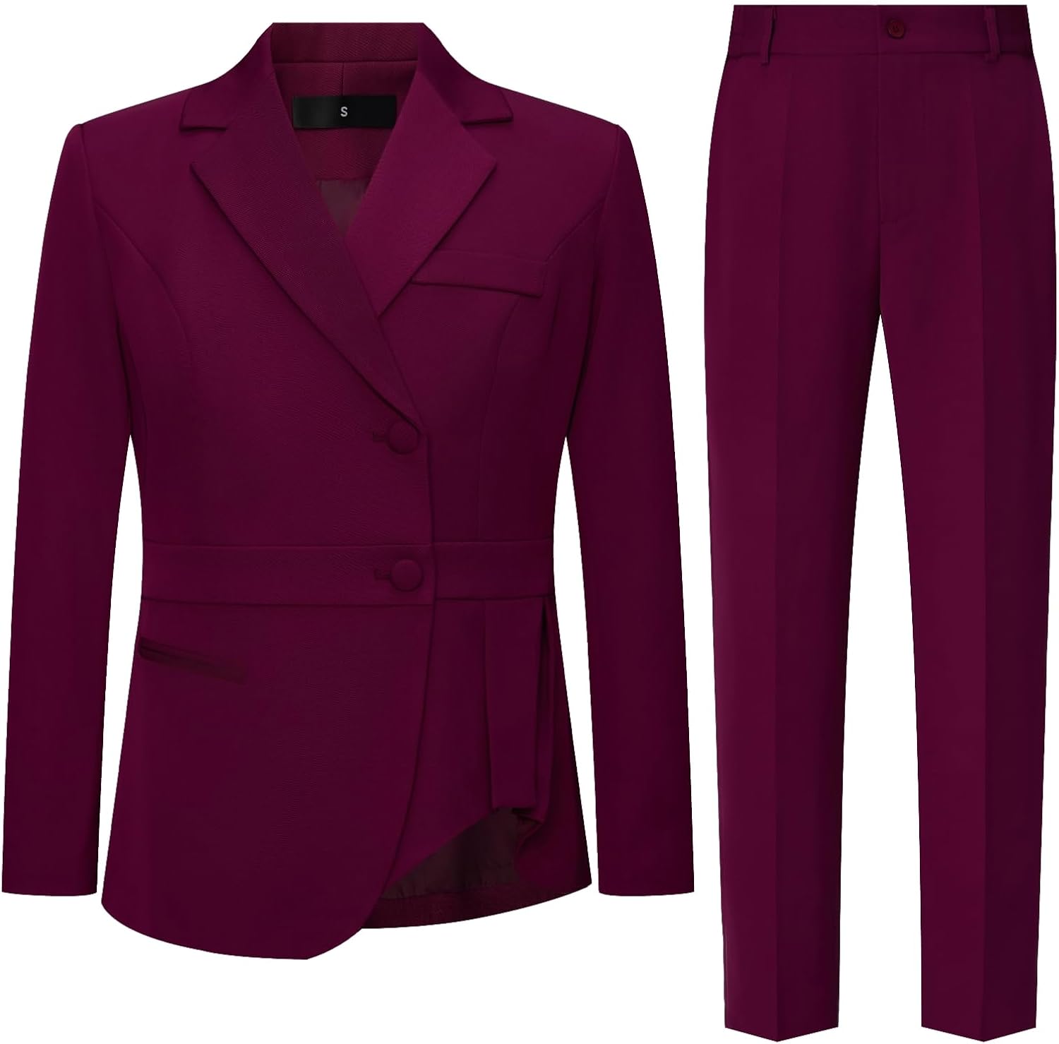 Pant Suit for Women Dressy 2 Piece Business Suit Formal Set for Women Peplum Ruffle Hem Blazer Jacket Pants Set Office Work - Image 2